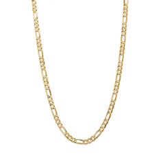14k Yellow Gold 6.75mm Concave Open Figaro Chain Necklace