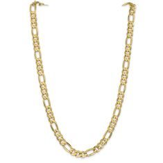 14k Yellow Gold 8.75mm Concave Open Figaro Chain Necklace 1