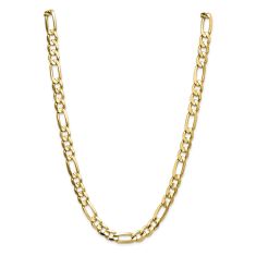 14k Yellow Gold 10mm Concave Open Figaro Chain Necklace 1