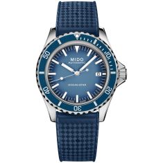 MIDO Ocean Star Tribute Blue Dial Stainless Steel Mesh Bracelet and Blue Rubber Strap Watch 40.5mm - M0268071104101