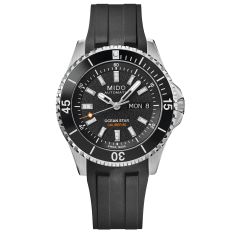 MIDO Ocean Star 200 Black Dial Stainless Steel Black Rubber Strap