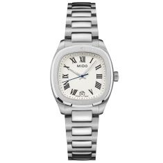 MIDO Multifort TV 28 Quartz Ivory Dial Rose Gold-Tone Stainless