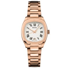 MIDO Multifort TV 28 Quartz Ivory Dial Rose Gold-Tone Stainless