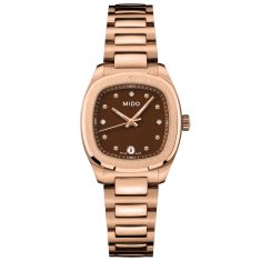 MIDO Multifort TV 28 Quartz Ivory Dial Rose Gold-Tone Stainless