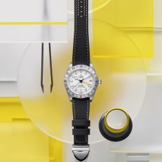 Black Bay Pro Opaline White Dial Black Hybrid Leather and Rubber Strap Watch 39mm - M79470-0006