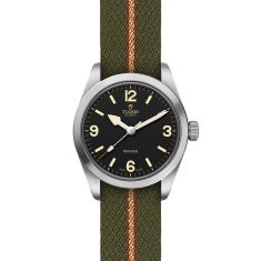 Ranger Black Dial Green Fabric with Red and Beige Stripes Strap Watch 36mm - M79930-0003