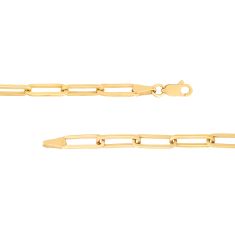 14k Yellow Gold Paperclip Chain Push Lock Lariat Necklace