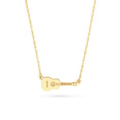 14k Yellow Gold Mini Guitar Pendant Necklace  1
