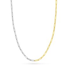 14k Two-Tone 2.6mm Paperclip Link Chain Necklace