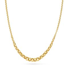 14k Yellow Gold Graduated Rolo Link Chain Necklace  1