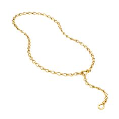 14k Yellow Gold Teardrop Link Push Lock Lariat Necklace