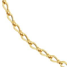 14k Yellow Gold Teardrop Link Push Lock Lariat Necklace