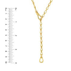 14k Yellow Gold Teardrop Link Push Lock Lariat Necklace