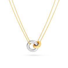 14k Two-Tone Interlocking Circle Pendant Necklace  1