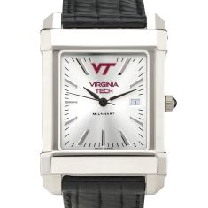 Virginia Tech Collegiate Silver Dial Black Leather Strap Watch 35mm by M.LaHart & Co.