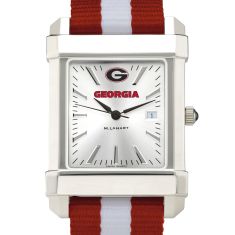 University of Georgia Collegiate Silver Dial Nylon Strap Watch 35mm by M.LaHart & Co.