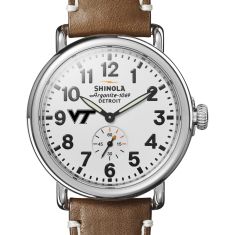 Virginia Tech Shinola The Runwell White Dial Tan Leather Strap Watch 41mm by M.LaHart & Co.
