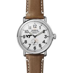 Virginia Tech Shinola The Runwell White Dial Tan Leather Strap Watch 41mm by M.LaHart & Co.