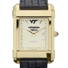 Virginia Tech Gold-Tone Quad Black Leather Strap Watch 35mm by M.LaHart & Co.
