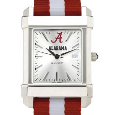 University of Alabama Collegiate Silver Dial Nylon Strap Watch 35mm by M.LaHart & Co.