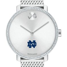 Notre Dame Movado BOLD Crystal Bezel Stainless Steel Mesh Bracelet Watch 34mm by M.LaHart & Co.