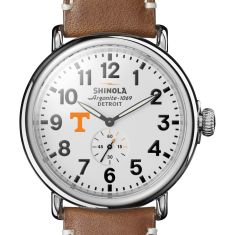 University of Tennessee Shinola The Runwell White Dial Tan Leather Strap Watch 47mm by M.LaHart & Co.