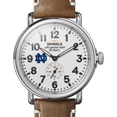 Notre Dame Shinola The Runwell White Dial Tan Leather Strap Watch 41mm by M.LaHart & Co.