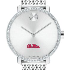 Ole Miss Movado BOLD Crystal Bezel Stainless Steel Mesh Bracelet Watch 34mm by M.LaHart & Co.