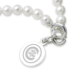 Clemson Freshwater Cultured Pearl Sterling Silver Charm Bracelet by M.LaHart & Co.