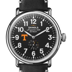 University of Tennessee Shinola The Runwell Black Dial Leather Strap Watch 47mm by M.LaHart & Co.