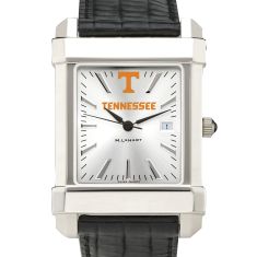 University of Tennessee Collegiate Silver Dial Black Leather Strap Watch 35mm by M.LaHart & Co.