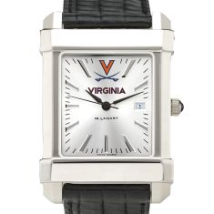 Virginia Collegiate Silver Dial Black Leather Strap Watch 35mm by M.LaHart & Co.