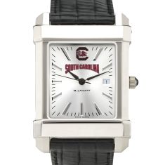 University of South Carolina Collegiate Silver Dial Black Leather Strap Watch 35mm by M.LaHart & Co.