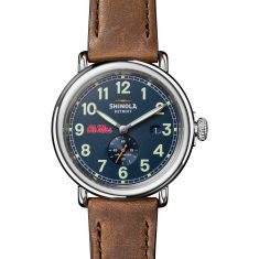 University of Mississippi Shinola The Runwell Automatic Blue Dial Tan Leather Strap Watch 45mm by M.LaHart & Co.