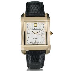 Duke Gold-Tone Quad Black Leather Strap Watch 35mm by M.LaHart & Co.