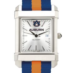 Auburn University Collegiate Silver Dial Nylon Strap Watch 35mm by M.LaHart & Co.