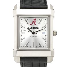 Alabama Collegiate Silver Dial Black Leather Strap Watch 35mm by M.LaHart & Co.