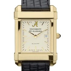 Alabama Gold-Tone Quad Black Leather Strap Watch 35mm by M.LaHart & Co.