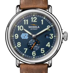 University of North Carolina Shinola The Runwell Automatic Blue Dial Tan Leather Strap Watch 45mm by M.LaHart & Co.