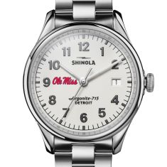 University of Mississippi Shinola The Vinton Alabaster Dial Stainless Steel Watch 38mm by M.LaHart & Co.