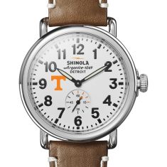 University of Tennessee Shinola The Runwell White Dial Tan Leather Strap Watch 41mm by M.LaHart & Co.