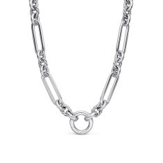 David Yurman Lexington E/W Chain Necklace in Sterling Silver with Diamonds, 7mm