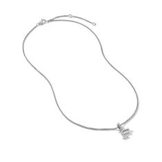 David Yurman Pave Initial Pendant Necklace in Sterling Silver with Diamond F