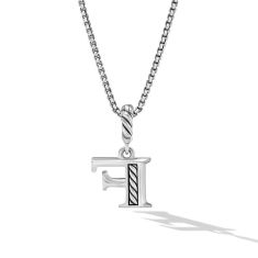 David Yurman Pave Initial Pendant Necklace in Sterling Silver with Diamond F
