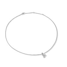 David Yurman Pave Initial Pendant Necklace in Sterling Silver with Diamond F