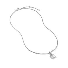 David Yurman Pave Initial Pendant Necklace in Sterling Silver with Diamond G