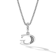 David Yurman Pave Initial Pendant Necklace in Sterling Silver with Diamond G
