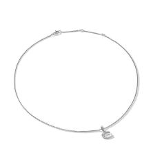 David Yurman Pave Initial Pendant Necklace in Sterling Silver with Diamond G
