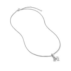 David Yurman Pave Initial Pendant Necklace in Sterling Silver with Diamond H