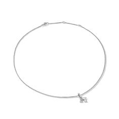 David Yurman Pave Initial Pendant Necklace in Sterling Silver with Diamond H